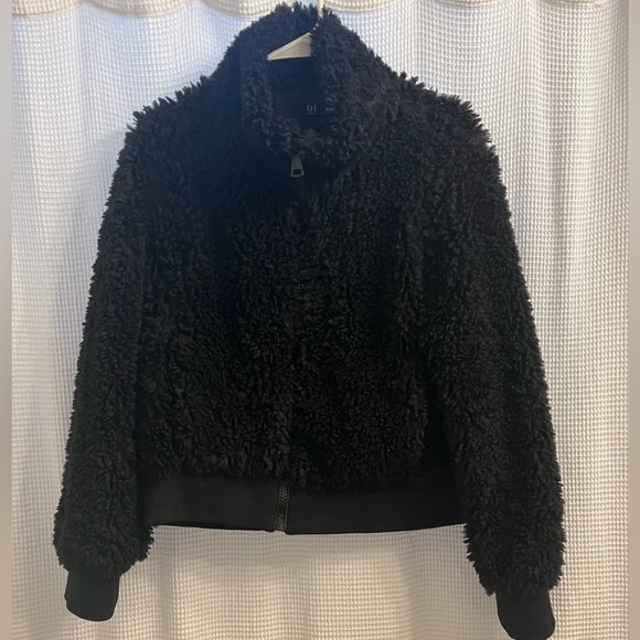 ZARA TRF Sherpa/Teddy Bomber Jacket Black Size L - Picture 8 of 16